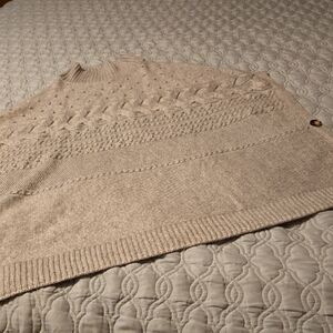 Talbots Textured Knit Gray Poncho Open Sides